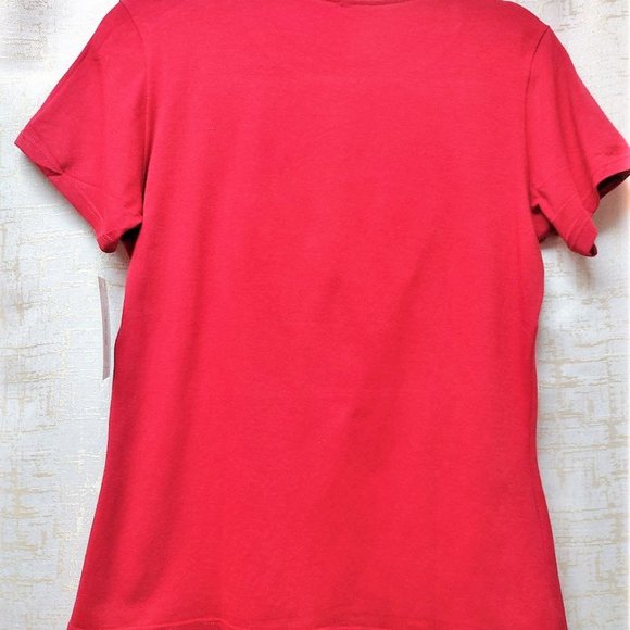 QUEEN Crown Rhinestone/Pearls HANDMADE, Ladies Tee, Bling T-Shirt, RED - Picture 4 of 6